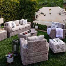 Grey Outdoor Wicker Furniture Set With Sofa 2 Chairs Jerome S In 2020 Outdoor Wicker Furniture Backyard Furniture Wicker Outdoor Furniture Set