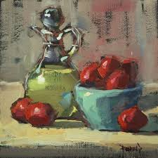 Italian Plums And Olive Oil Painting By Artist Cathleen Rehfeld Daily Painting Art Painting Art