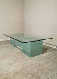 On each side have one open end and one closed end. Rectangular Coffee Table With Top In Bevelled Glass 2 Frosted Glass Cubes 1980s For Sale At Pamono