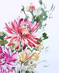 Getting Loose With These Dahlias Watercolorpainting Watercolortutorial Watercolor W Loose Watercolor Flowers Floral Watercolor Watercolor Flowers Tutorial