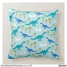 Cute Animated Dinosaurs Throw Pillow Zazzle Com Dinosaur Throw Pillow Throw Pillows Pillows