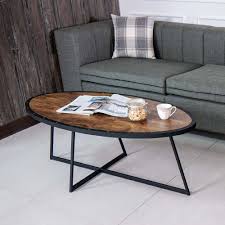 This table harmoniously blends elements of contemporary and cottage styling to create a modern farmhouse look. Dark Brown Oval Iron Coffee Table Side Table Set Flat Packing Wood Furniture Manufacturer Slicethinner