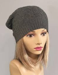 Buy Anna, 100% Pure Cashmere Hat, Slouchy, Beanie, Color Grey Heather Cable,  Men or Women Online in India