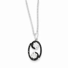 Black And White Necklace Sterling Silver Black White Diamond Oval Pendant Necklace Black Diamond Earrings Black Diamond Jewelry Black Diamond Pendant