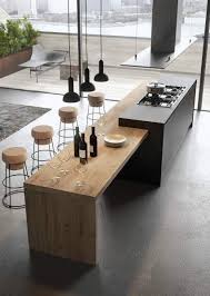 cuisine moderne gris anthracite avec espace repas en bois cuisine moderne cuisine moderne grise cuisines design