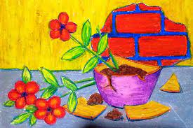 Sebuah lukisan pemandangan taman bunga yang indah. Lukisan Pasu Bunga Yang Pecah Kata Kata