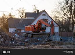 Excavator Demolishes Image Photo Free Trial Bigstock