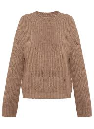 White oversized chunky knit sweater with round neck, long sleeves, dropped shoulders and split at the back. Nanushka Sweaters For Women Modesens