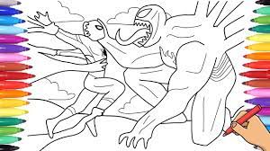 Spiderman's mask is a venom. Spiderman Vs Venom Coloring Pages How To Draw Marvel Venom And Spiderman Youtube