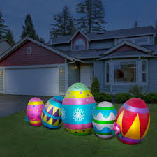 What kinds of creatures are featured in outdoor halloween decorations? Holidayana Easter Inflatable Easter Egg Decorations 8 Ft Wide Easter Yard De Holidayana Easter Yard Decorations Easter Inflatables Inflatable Decorations