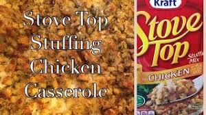 Layer 1/2 of the rice, 1/2 of the chicken, 1/2 of the soup and salsa mixture, and 1/2 of the cheese mixture in prepared dish. Stove Top Stuffing Chicken Bake Casserole Kraft Campbell S Soup Recipe The Green Notebook Youtube