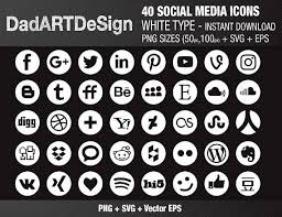 40 Social Media Icons Set Round White Instant Download Etsy Social Media Icons Icon Icon Set