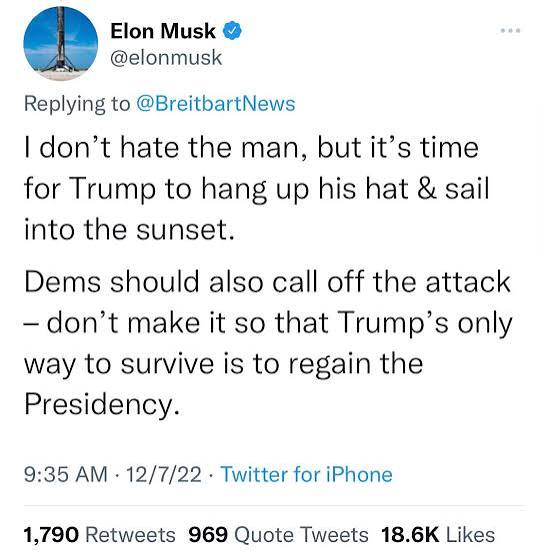 Musk’s “sail into the sunset” post