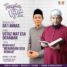 See if your friends have read any of mat esa b. Tv9 Malaysia On Twitter Ketahui Menangani Usia Remaja Dalam Tanyalahustaz Esok Jam 6 30 Pagi Di Tv3 Bersama Ustaz Mat Esa Deraman Da I Annas Biar Tahu Jangan Keliru Ilmuislam Dakwah