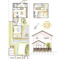 間口９ｍの細長い敷地に 離れのリビングがある間取り In The Home 間取り 2世帯住宅 間取り 2階リビング 間取り