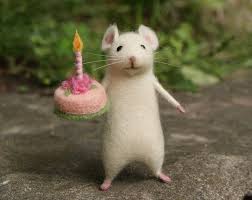 Birthday Needle Felt Mouse White Mouse Needle Felt Animal Miniature Birthday Gift Home Decor Feltanimalsdiy Felt Animals Cute Mouse Felt Mouse