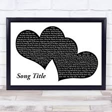 Any Song Lyrics Custom Landscape Black White Two Hearts Song Lyric Print The Card Zoo