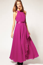 Elegant Chiffon Maxi Dress Fuchsia Dress Long Chiffon Evening Dress Sleeveless Long Dress