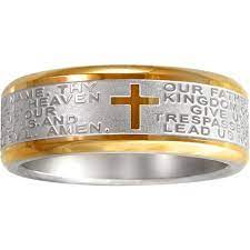 Brilliance Men S Stainless Steel Two Tone 7mm Lord S Prayer Wedding Band Mens Ring Walmart Com Mens Wedding Bands The Lords Prayer Rings For Men
