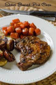 Arrange the pork chops in a single layer, evenly spaced apart inside the pan. Skillet Braised Pork Chops From Valerie S Kitchen Braised Pork Chops Braised Pork Pork Chop Recipes Crockpot