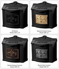 Decorative black wall mount mailbox. Fleur De Lis Wall Mount Mailbox