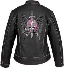 Grateful Dead Steal Your Face Pink Lether Jacket Leather Jacket Harley Shirts Motorcycle Jacket Mens Fashion