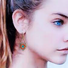 New Design Round Coral Earrings, Small Round Turquoise Earrings, Silver  Plated,boho Tribal Earrings,nepali Earrings,lady Earrings,