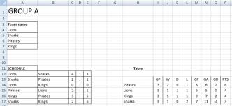 Write down scores of games in a sheet. Sport Tournament Template
