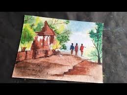 Maunlad na bansa poster making. How To Draw Easy Landscape With Watercolor Step By Step Youtube