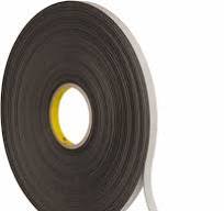 Black Double-Sided Polyethylene Foam Tape: 1/2" Wide, 72 yd Long, 1/32"  Thick, Rubber Adhesive