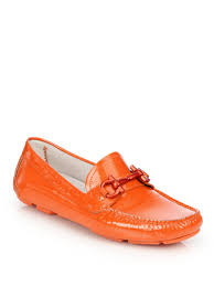 Ferragamo Parigi Patent Leather Bit Loafers In Orange Lyst