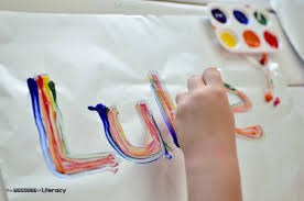 Image result for finger paints trace letters