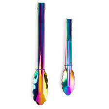 Thyme Table Stainless Steel Kitchen Tongs Set Of 2 Rainbow Finish Walmart Com In 2020 Tongs Kitchen Steel Kitchen Stainless Steel Kitchen