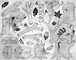 Wood Elements Hand Draw Wood Logs Silhouette Tree Wood Wood Slice Woodland Planks Tree Stump Leav How To Draw Hands Tree Drawing Tree Drawings Pencil