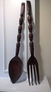 Only 2 available and it's in 7 people's carts. Vintage Extra Large Wood Fork And Spoon Wall Decor Retro 70 S Era Kitchen Wall Hanging Kitchen Wall Hangings Dinning Room Wall Decor Brown Wall Decor