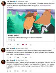 The alabama flag was explicitly created to resemble the confederate battle flag. Alex Hirsch 39m Its A Petition I M Hereby Calling On The State Of Alabama To Change Their State Flag To Mr Ratburn S Gay Wedding Whos With Me Chngitbjnvcfrq Sign The Petition Change