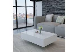Rectangular glossy coffee table has spacious area to store and display daily necessity and decorations. Coffee Table High Gloss White Matt Blatt