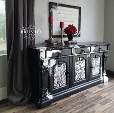 Silver Leaf Dresser Black Painted Furniture Beauty Room Decor Silver Painted Furniture
