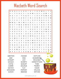 A Word Search Puzzle Based On The Shakespearean Play Macbeth The Hidden Words Include Vocabulary Words And Word Search Puzzle Macbeth Lessons Vocabulary Words