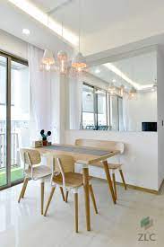 Z L Construction Singapore Trio Pendant Lights In Champagne Coated Finish Customized Mirror Wall Cladding Renovation Contractor Renovations Cove Lighting