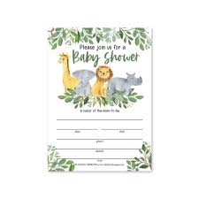25 Safari Baby Shower Invitations Sprinkle Invite For Boy Or Girl Coed Gender Reveal Neutral Theme Cute Jungle Zoo Fill Or Write In Blank Printable Card Animal Tropical Party Diy Paper Supplies