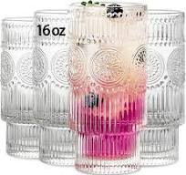 Amazon.com | SoulTimes 4 Pack Large 16oz Ribbed Glassware ...