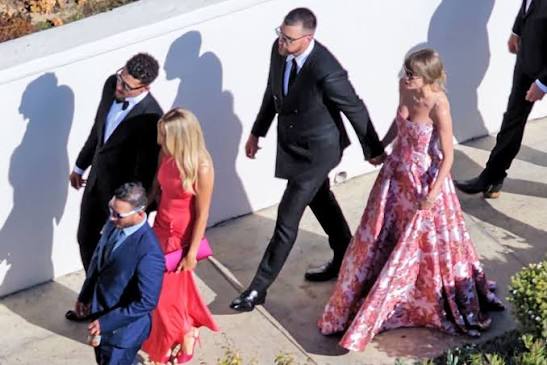 Travis Kelce and Patrick Mahomes, with their wives Taylor Swift and  Brittany Mahomes, at JuJu Smith-Schuster's wedding in California. #Swiftie # TaylorSwift #TravisKelce #PatrickMahomes #Mahomes #Chiefs #KansasCity