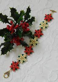 Swarovski Poinsettia Braceletpoinsettia Jewelrychristmas Holiday Beading Swarovski Christmas Poinsettia Bracelet