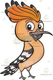 A Happy Hoopoe Bird A Bird With Orange Feather Mohawk Hair With Black Tips Striped Black And White Wings Gray Fee Cartoon Clip Art Animal Clipart Hoopoe Bird