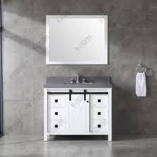 Ariel 42″ inch grey bathroom vanity base cabinet with right offset sink. 42inch White Cabinet With Grey Quartz Top Free Standing Bathroom Vanity China Large Storage Hangzhou Made In China Com