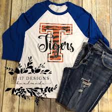 Tiger Varsity Letter Raglan Team Spirit Shirt Football Wear Mom Football Shirt Tigerr Team Wear Raglan Listing