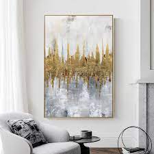 Gold Leaf Acrylic Paintings On Canvas Original Modern Abstract Framed Painting Extra Large Wall Art Paintings Home Decor Arte Della Parete Astratta Pittura Su Tela Arte Murale Dipinta