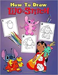 Lilo et stitch pour colorier. How To Draw Lilo And Stitch Step By Step Drawing Guide 2 In 1 How To Draw And Lilo And Stitch Coloring Book For Adults And Ages 12 Amazon De Books Activity Color Fremdsprachige Bucher
