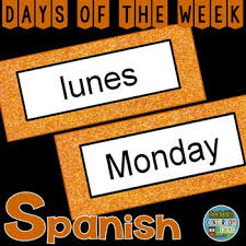 spanish days of the week pocket chart cards and worksheets español orange